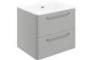 Lambros 610mm 2 Drawer Wall Unit & Basin - Grey Gloss