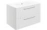 Lambros 810mm 2 Drawer Wall Unit & Basin - White Gloss