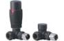 Round Thermostatic Anthracite Radiator Valves - Corner