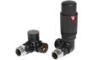 Round Thermostatic Matt Black Radiator Valves - Corner