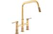 Abode Hex Bridge Dual Lever Mixer Tap w/Pull Out - Antique Brass