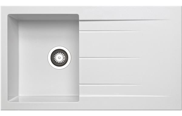 Prima+ Compact Granite 1B & Drainer Inset Sink - White