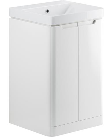 Manhatos 500mm 2 Door Floor Standing Cloakroom Basin Unit - White Gloss