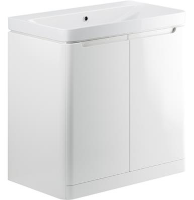 Manhatos 800mm 2 Door Floor Standing Basin Unit - White Gloss