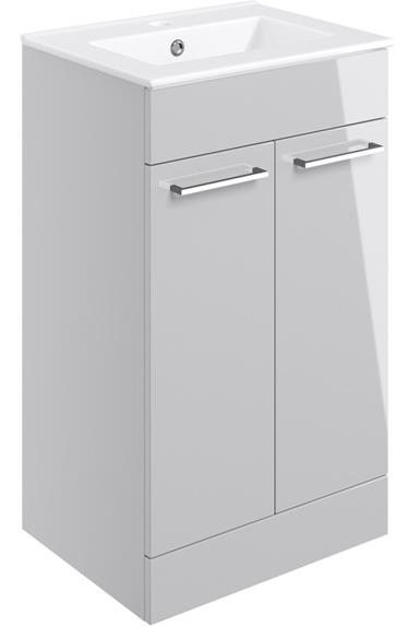 Sabanto 510mm Floor Standing 2 Door Basin Unit w/Basin - Grey Gloss