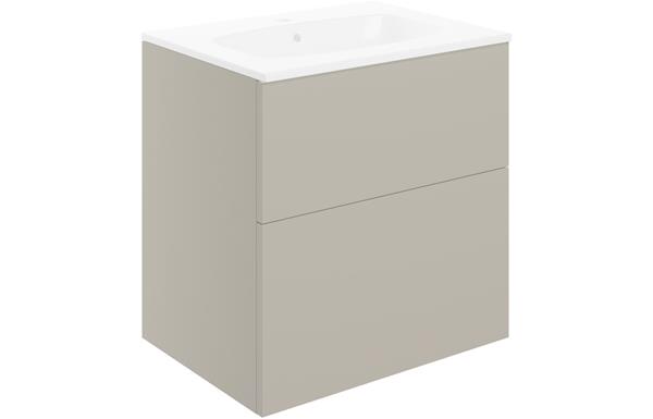 Morino 610mm 2 Drawer Wall Unit & Basin - Matt Latte