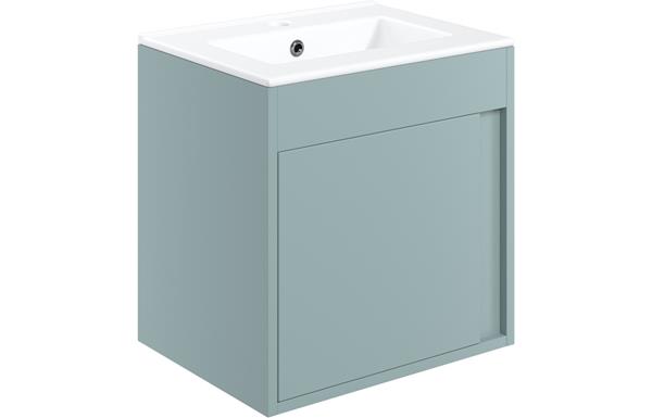 Carina 510mm Wall Hung Unit Inc. Basin - Matt Sea Green