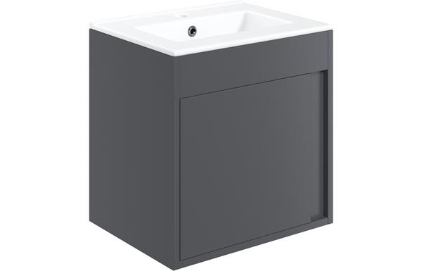 Carina 510mm Wall Hung Unit Inc. Basin - Matt Graphite Grey