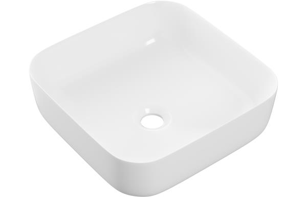 Luxley 400mm Ceramic Square Washbowl & Waste - Matt White