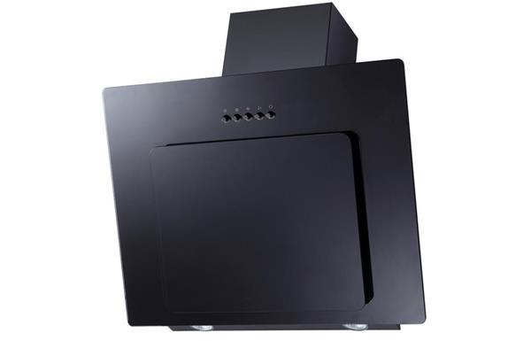 Prima+ PRAE0018 60cm Angled Chimney Hood - Black/ Black Glass