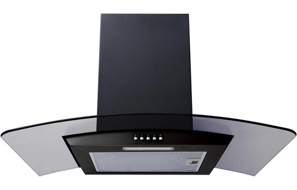 Prima PRCGH009 60cm Curved Glass Chimney Hood - Black