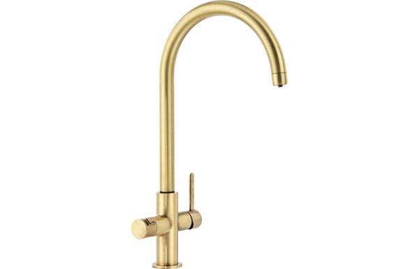 Abode Prothia Swan Spout Slimline Monobloc 3-in-1 Tap - Brushed Brass