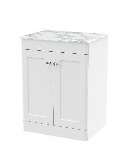 600mm Floor Standing 2-Door Vanity with Marble Top