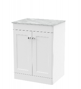 600mm Floor Standing 2-Door Vanity with Marble Top