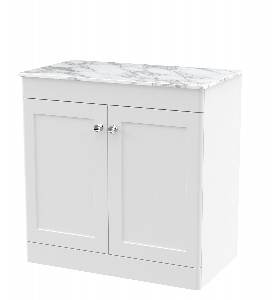 800mm Floor Standing 2-Door Vanity with Marble Top