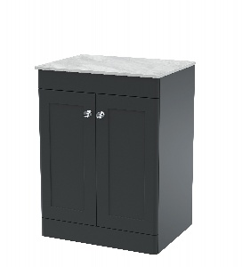 600mm Floor Standing 2-Door Vanity with Marble Top