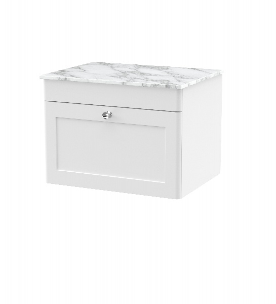 600mm Wall Hung 1-Drawer Vanity with Marble Top