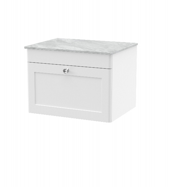 600mm Wall Hung 1-Drawer Vanity with Marble Top