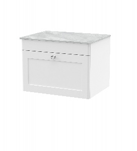 600mm Wall Hung 1-Drawer Vanity with Marble Top