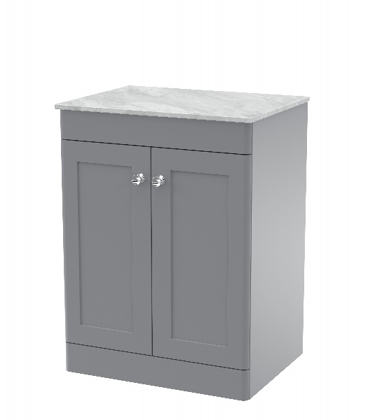 600mm Floor Standing 2-Door Vanity with Marble Top