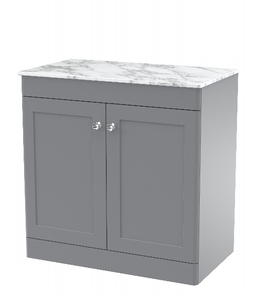 800mm Floor Standing 2-Door Vanity with Marble Top