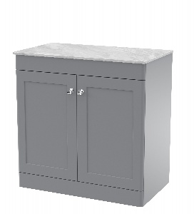 800mm Floor Standing 2-Door Vanity with Marble Top