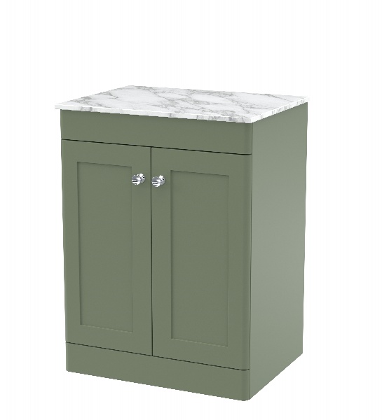 600mm Floor Standing 2-Door Vanity with Marble Top