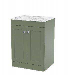 600mm Floor Standing 2-Door Vanity with Marble Top