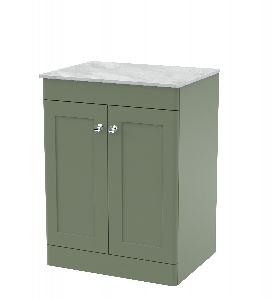 600mm Floor Standing 2-Door Vanity with Marble Top