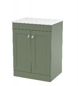 600mm Floor Standing 2-Door Vanity with Marble Top