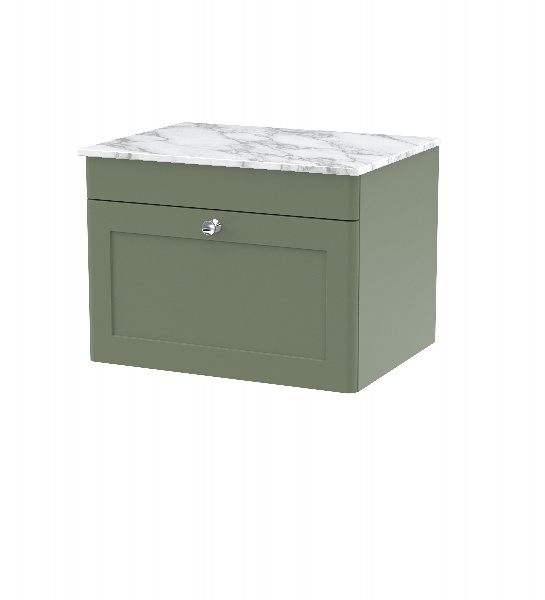 600mm Wall Hung 1-Drawer Vanity with Marble Top