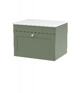 600mm Wall Hung 1-Drawer Vanity with Marble Top