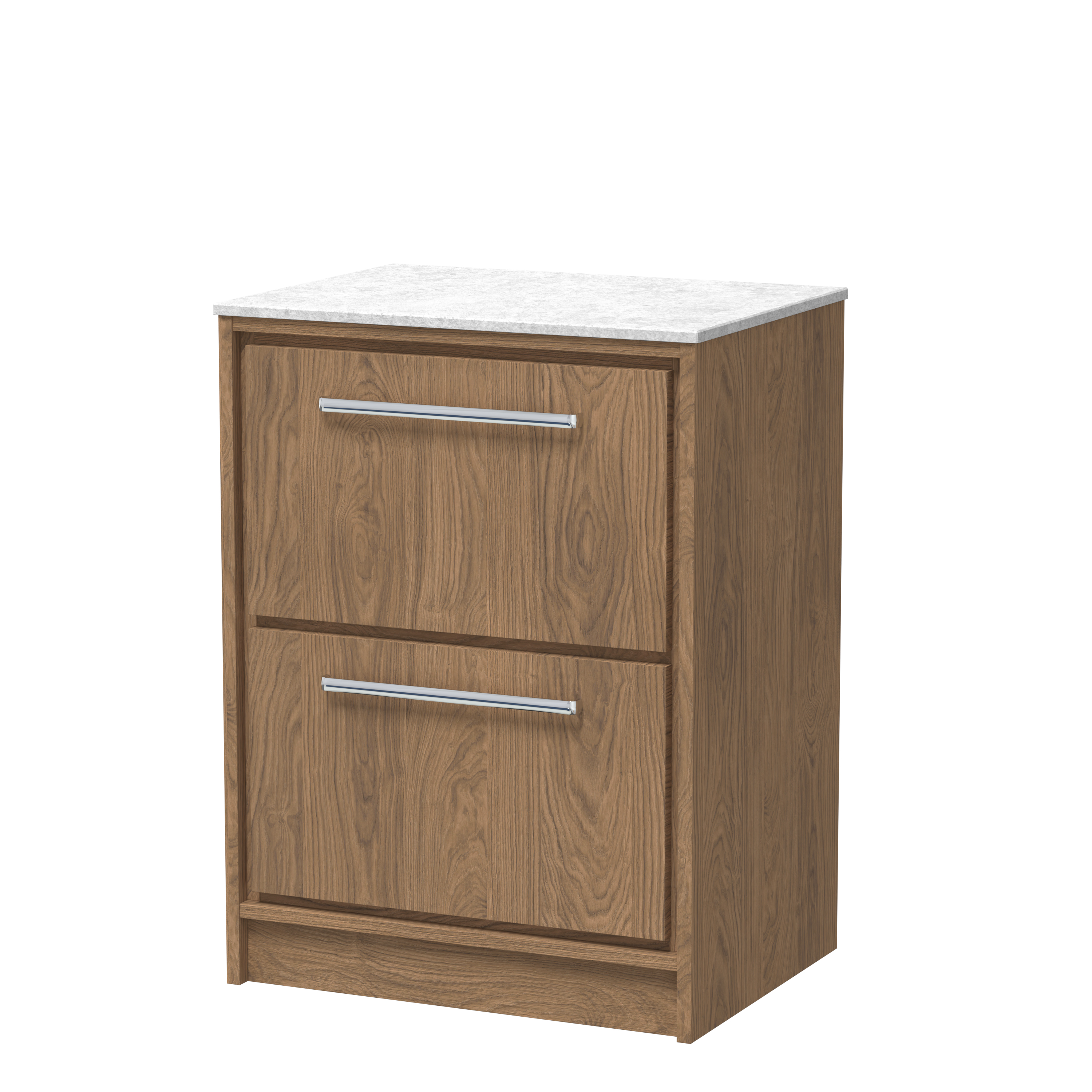 600mm Floor Standing 2-Drawer Vanity with Marble Worktop