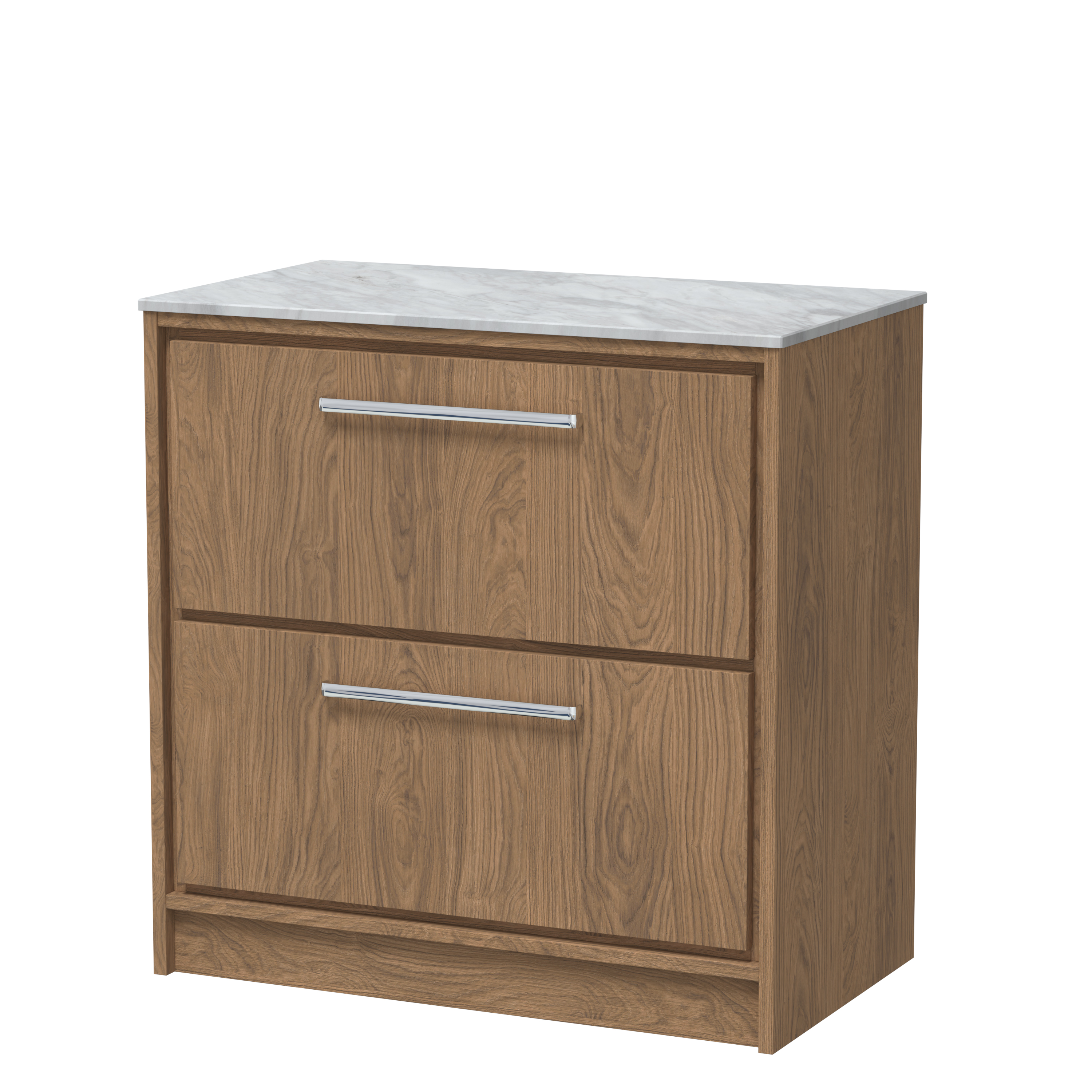 800mm Floor Standing 2-Drawer Vanity with Marble Worktop