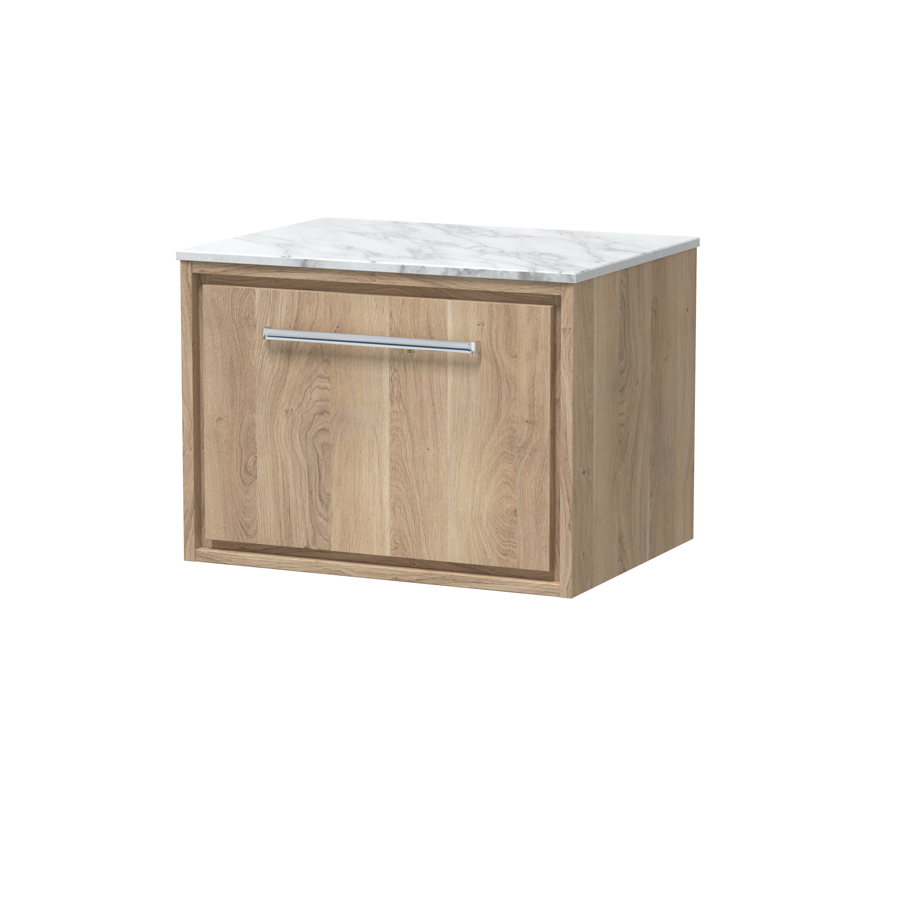 600mm Wall Hung Single Drawer Vanity with Marble Worktop