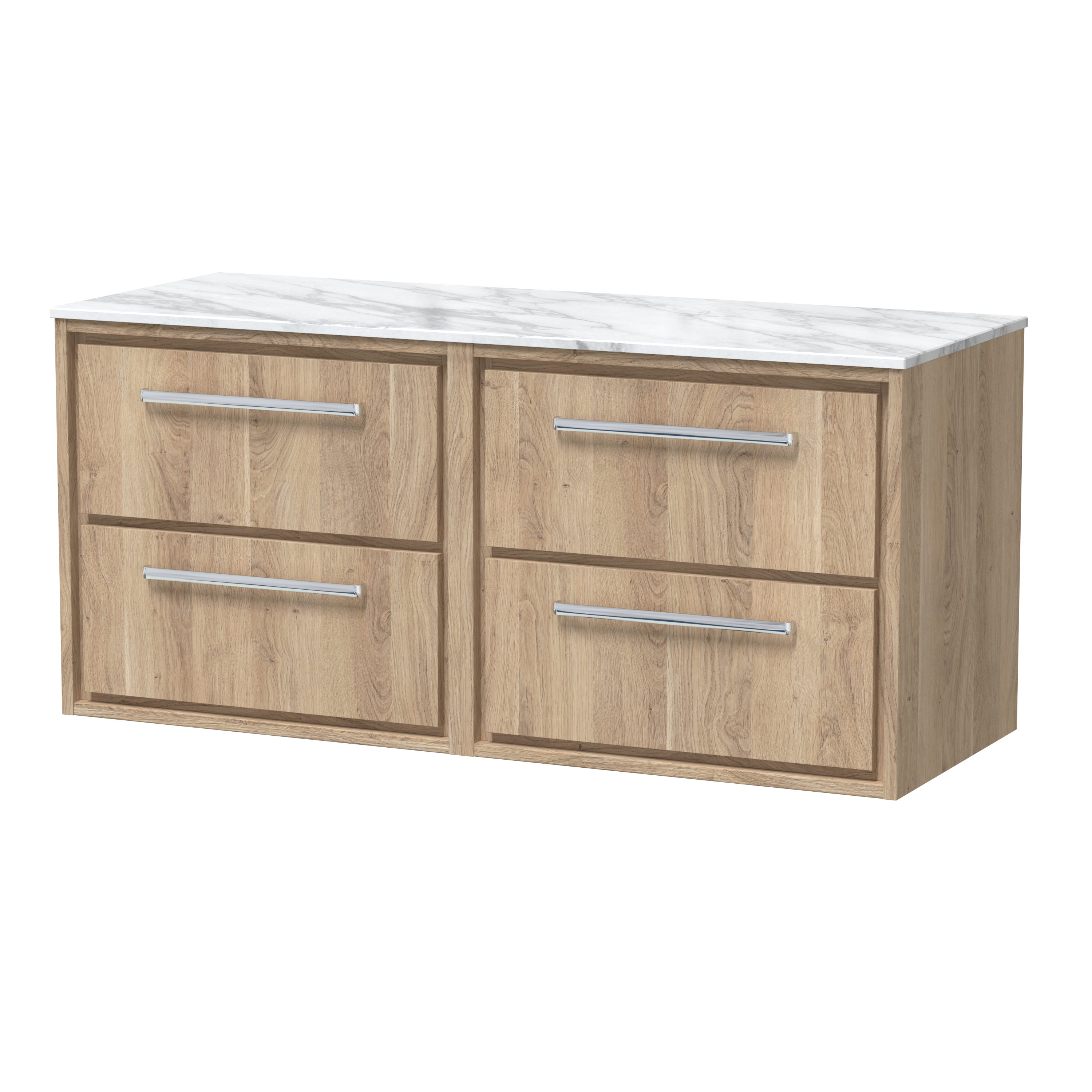 1200mm Wall Hung 4-Drawer Vanity with Marble Worktop