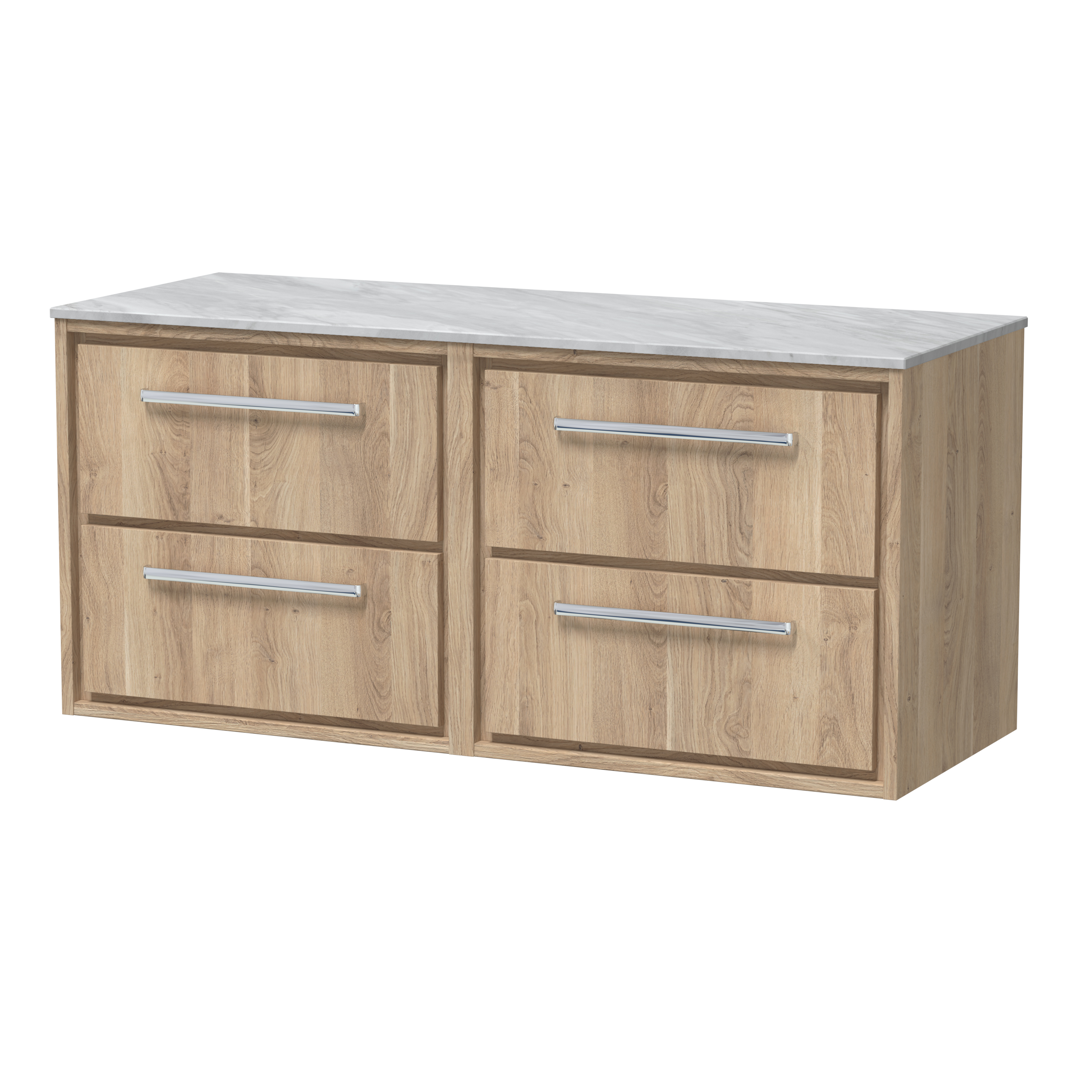 1200mm Wall Hung 4-Drawer Vanity with Marble Worktop