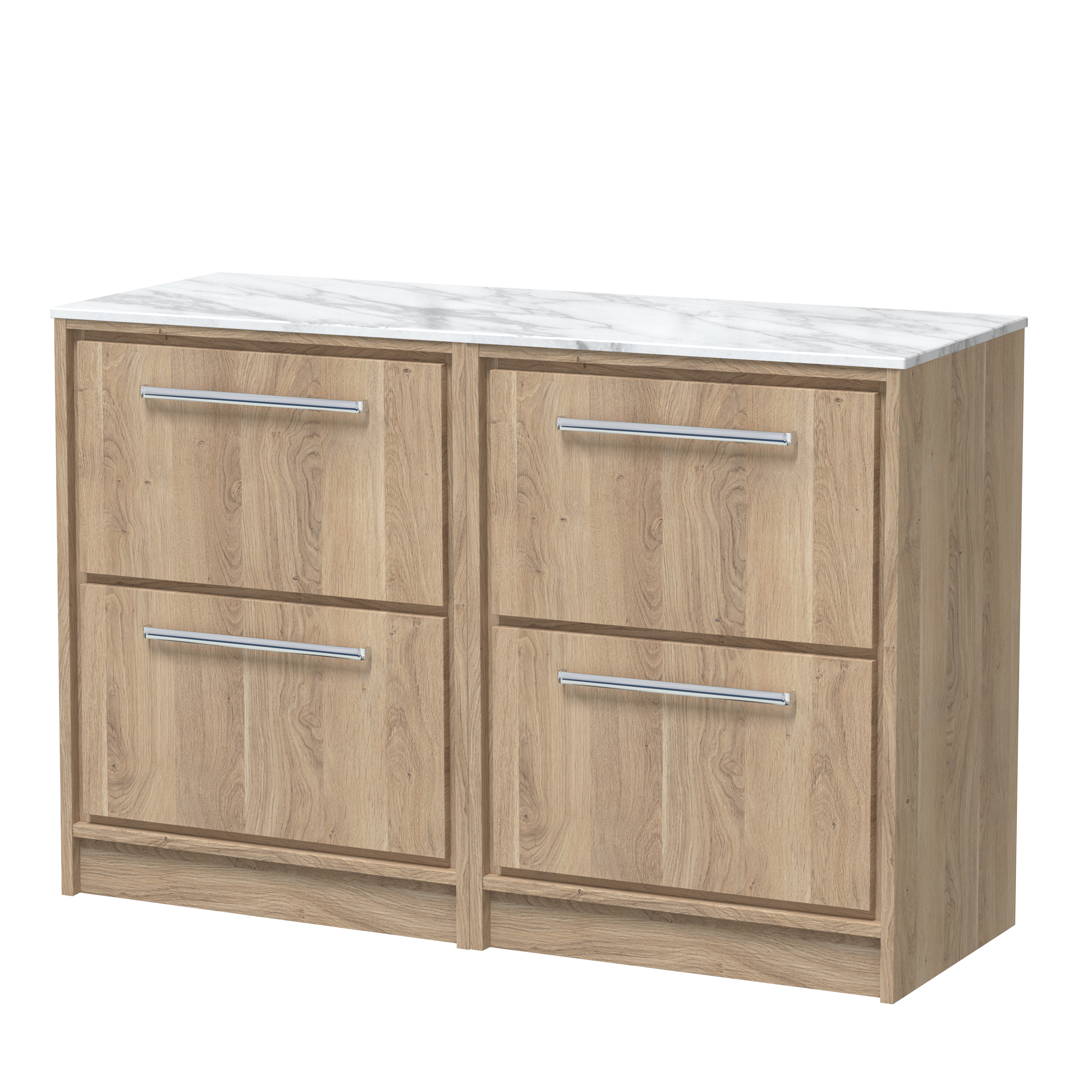 1200mm Floor Standing 4-Drawer Vanity with Marble Worktop