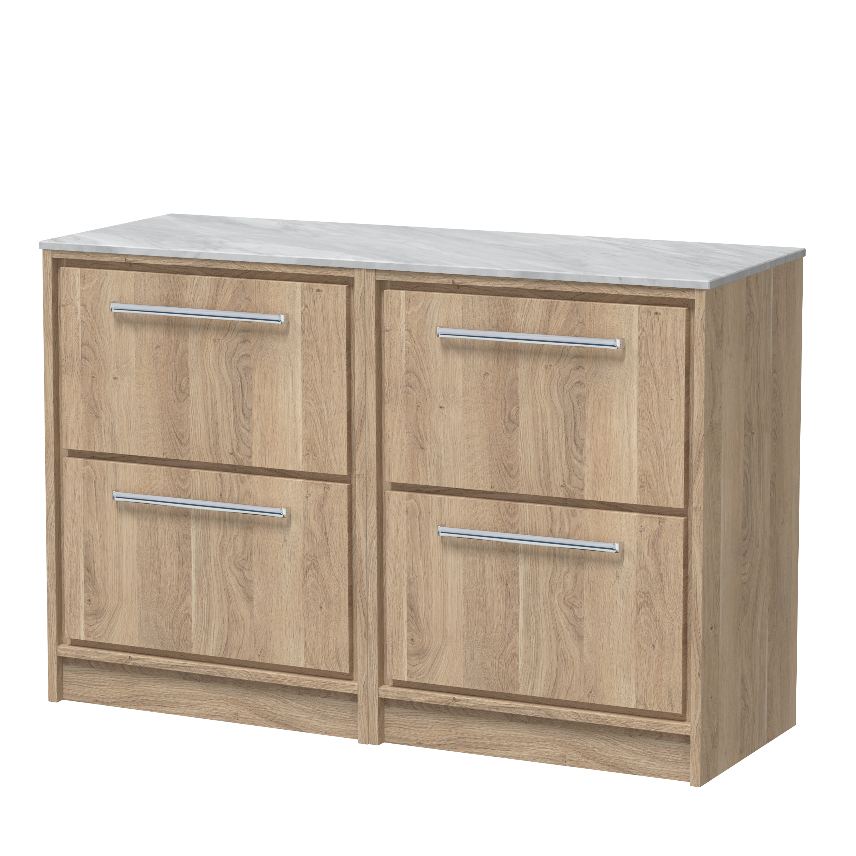 1200mm Floor Standing 4-Drawer Vanity with Marble Worktop