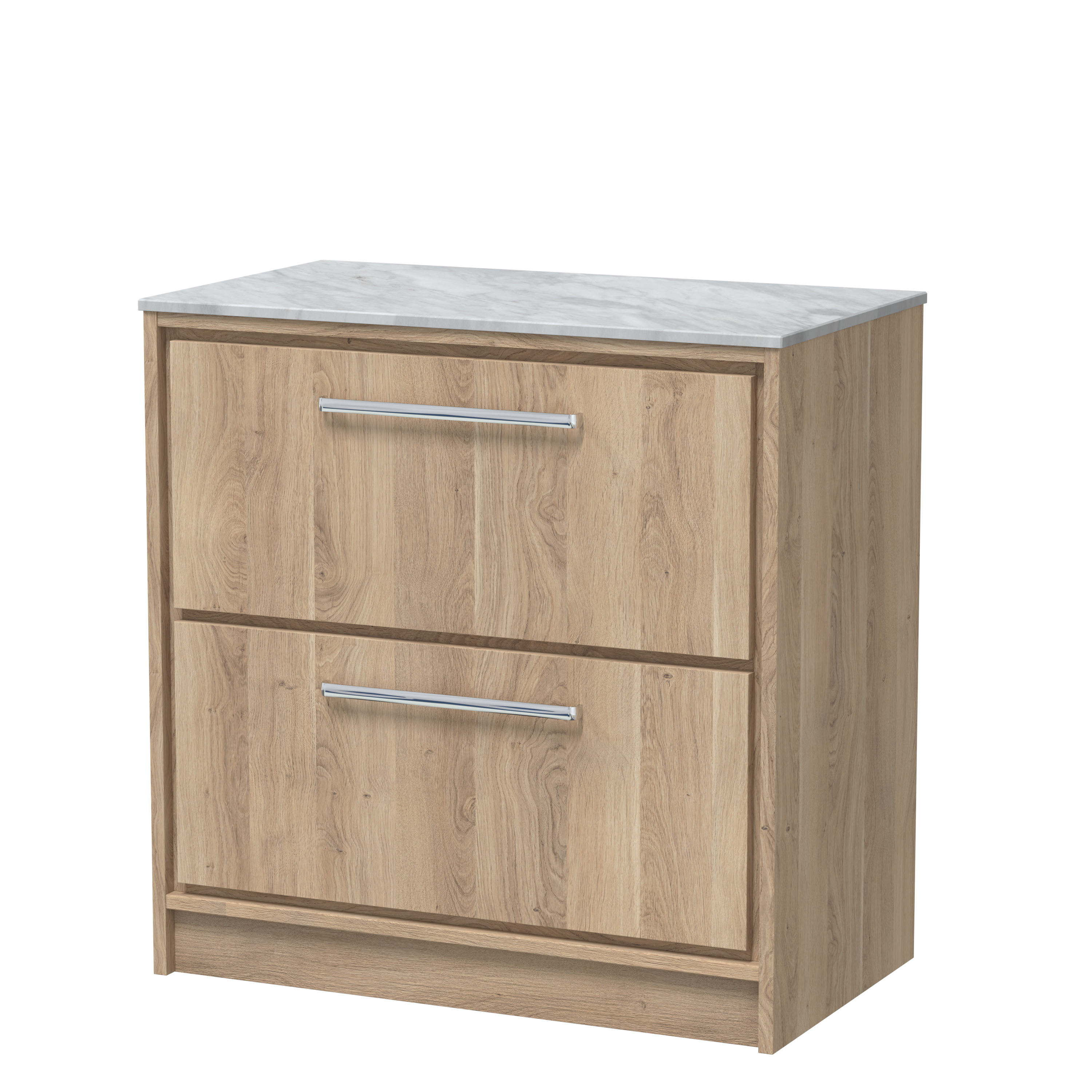 800mm Floor Standing 2-Drawer Vanity with Marble Worktop