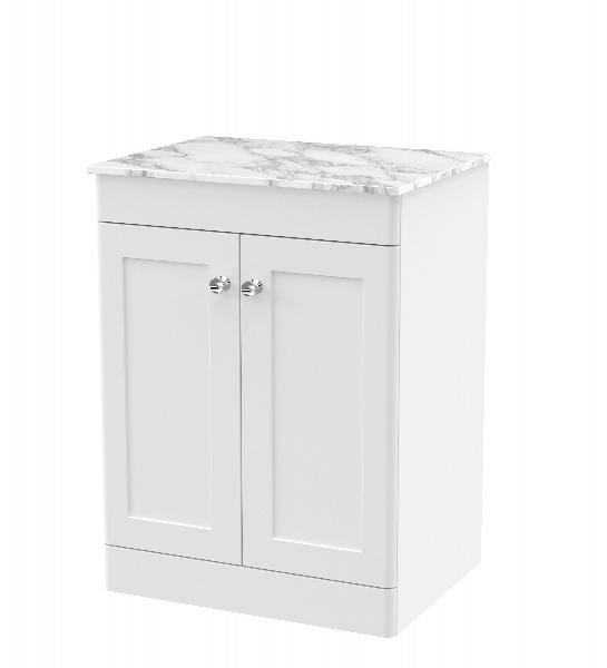 600mm Floor Standing 2-Door Vanity with Marble Top