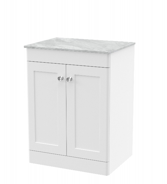 600mm Floor Standing 2-Door Vanity with Marble Top