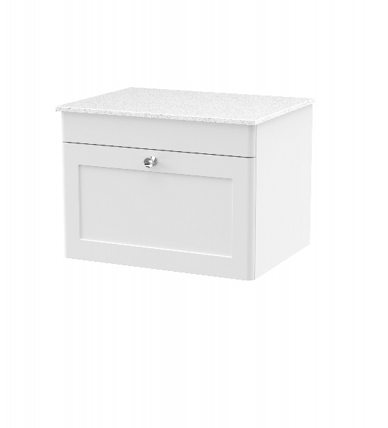 600mm Wall Hung 1-Drawer Vanity with Marble Top