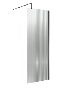 Fluted Wetroom Screen - 1850x800mm - Brushed Pewter