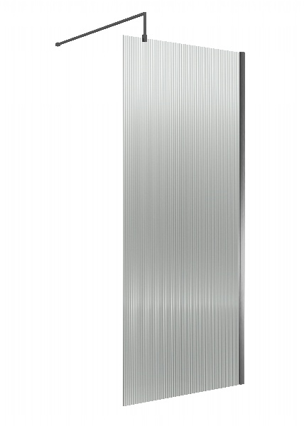 Fluted Wetroom Screen - 1850x900mm - Brushed Pewter