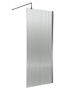 Fluted Wetroom Screen - 1850x900mm - Brushed Pewter