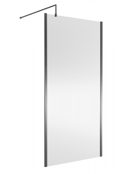 1000mm Wetroom Screen Outer Frame 1850x8mm - Brushed Pewter