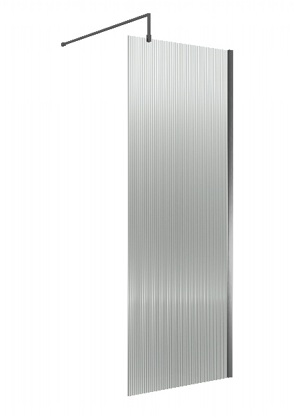 Fluted Wetroom Screen - 1850x800mm - Brushed Pewter