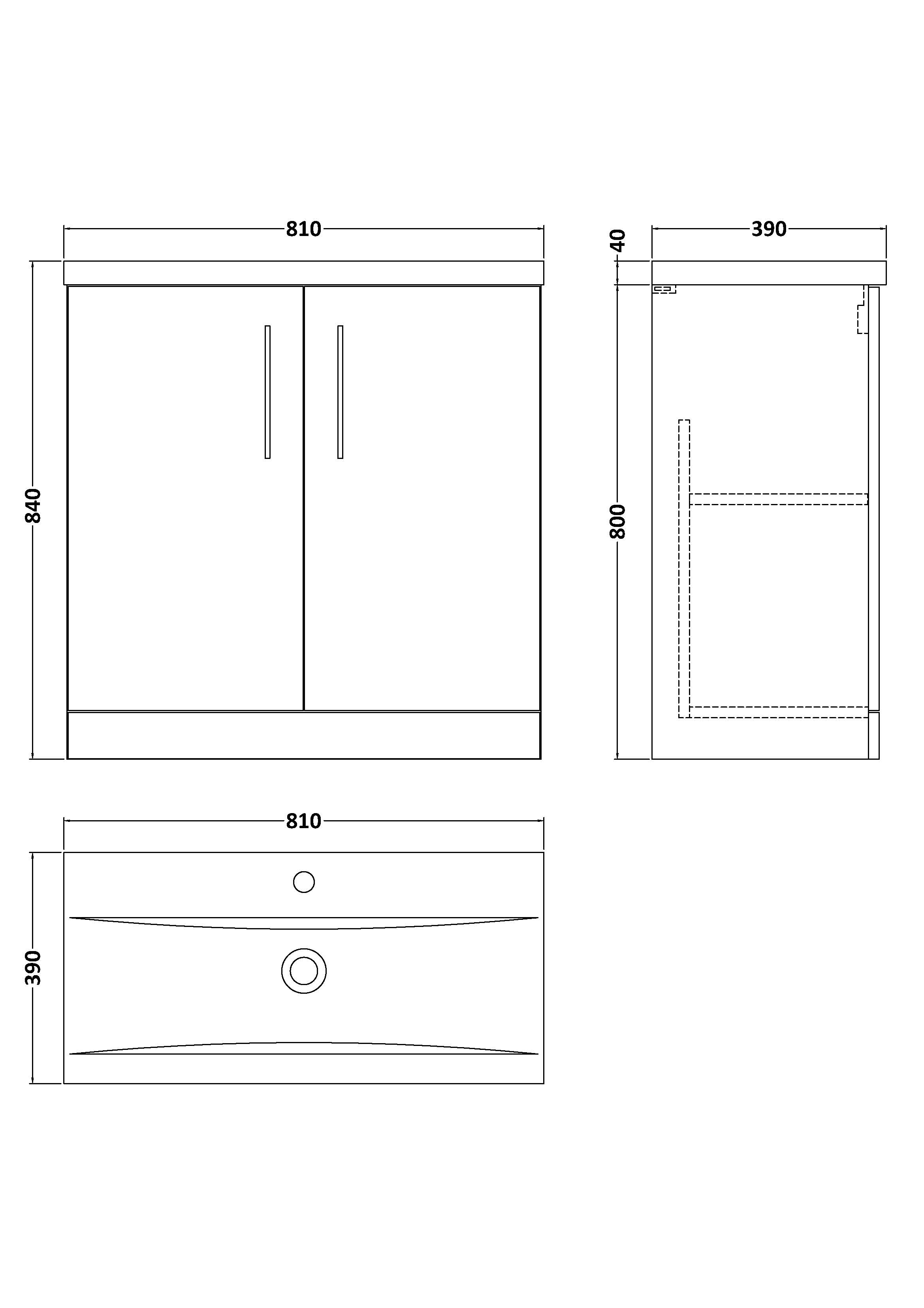 800mm Floor Standing 2 Door Vanity & Basin 1