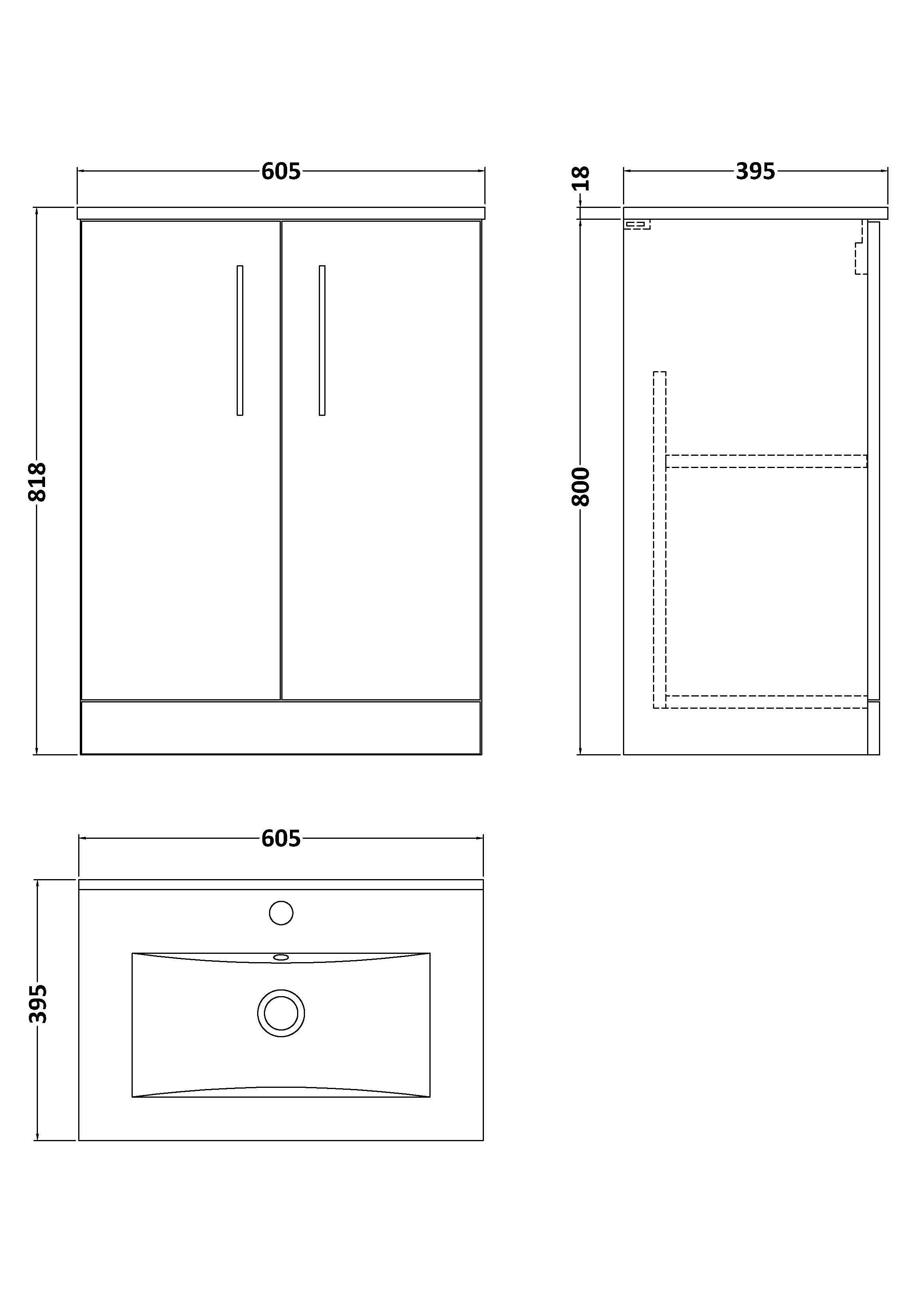 600mm Floor Standing 2 Door Vanity & Basin 2